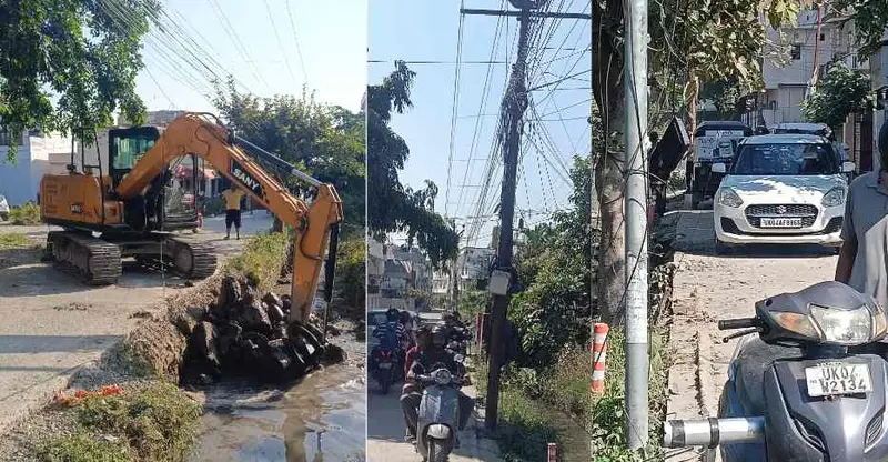 हल्द्वानी-नहर कवरिंग का काम या हादसों को न्योता ? हाईटेंशन पोलों के बीच खुदाई